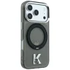  iPhone 18 Pro / 17 Pro fekete Karl Lagerfeld IML Ring Stand 360 Kameo Metal MagSafe tok thumbnail