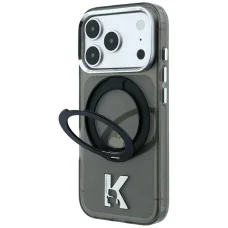  iPhone 18 Pro / 17 Pro fekete Karl Lagerfeld IML Ring Stand 360 Kameo Metal MagSafe tok
