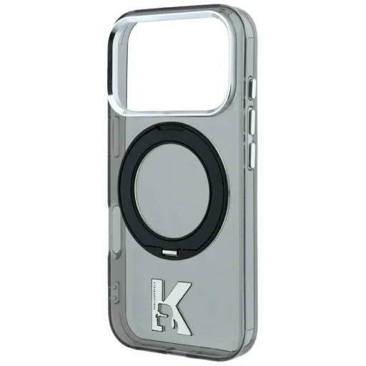  iPhone 18 Pro / 17 Pro fekete Karl Lagerfeld IML Ring Stand 360 Kameo Metal MagSafe tok - 2