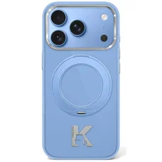 Apple iPhone 18 Pro / 17 Pro modrý Karl Lagerfeld IML Ring Stand 360 Kameo Metal MagSafe kryt