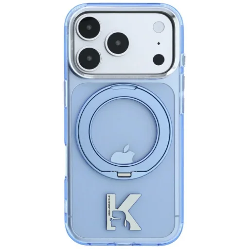  Apple iPhone 18 Pro / 17 Pro kék Karl Lagerfeld IML Ring Stand 360 Kameo Metal MagSafe tok - 6