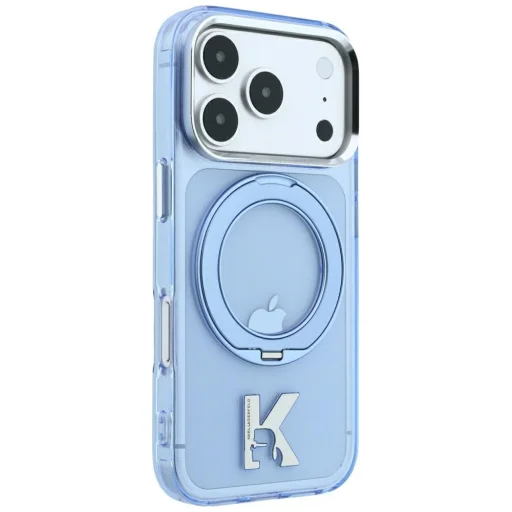 Apple iPhone 18 Pro / 17 Pro modrý Karl Lagerfeld IML Ring Stand 360 Kameo Metal MagSafe kryt - 3