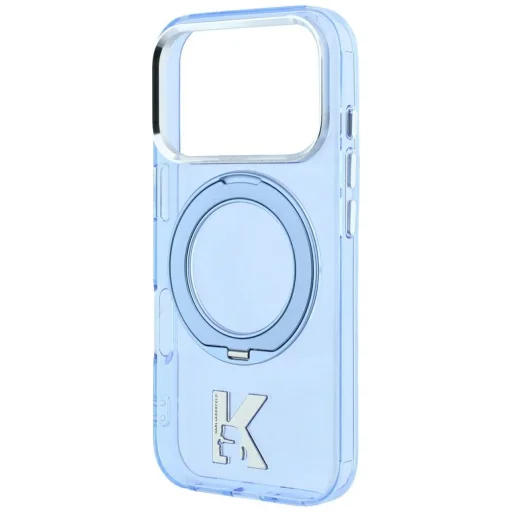 Apple iPhone 18 Pro / 17 Pro modrý Karl Lagerfeld IML Ring Stand 360 Kameo Metal MagSafe kryt - 4