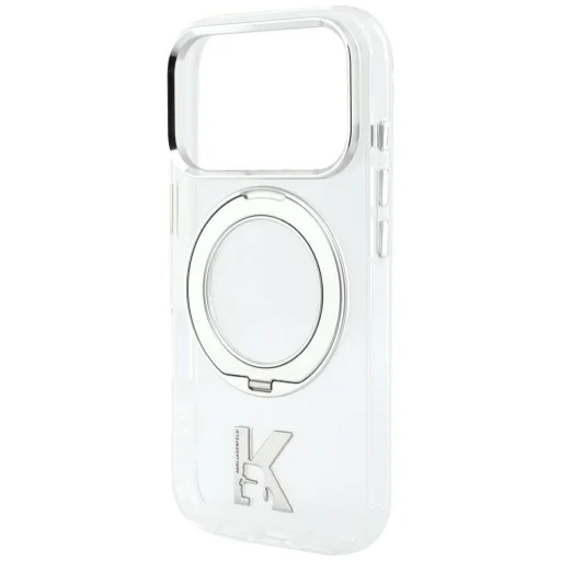  iPhone 18 Pro / 17 Pro Karl Lagerfeld IML Ring Stand 360 Kameo Metal MagSafe átlátszó tok - 2