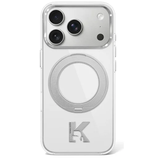 iPhone 18 Pro / 17 Pro Karl Lagerfeld IML Ring Stand 360 Kameo Metal MagSafe priehľadný kryt - 1