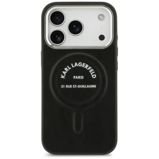 Apple iPhone 18 Pro / 17 Pro čierne Karl Lagerfeld Embossed Open Ring RSG Logo MagSafe puzdro - 3