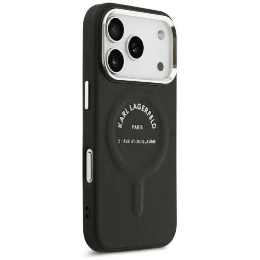 Apple iPhone 18 Pro / 17 Pro čierne Karl Lagerfeld Embossed Open Ring RSG Logo MagSafe puzdro - 4