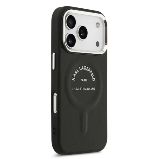 Apple iPhone 18 Pro / 17 Pro čierne Karl Lagerfeld Embossed Open Ring RSG Logo MagSafe puzdro - 10