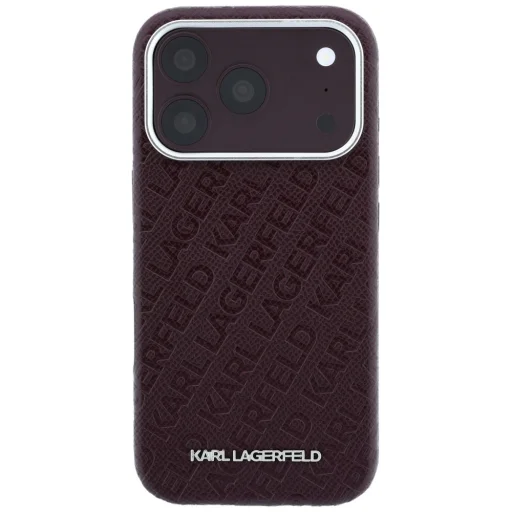 iPhone 18 Pro / 17 Pro bordový Karl Lagerfeld Grained Allover Logo Metal Elongated MagSafe pevný kryt - 3