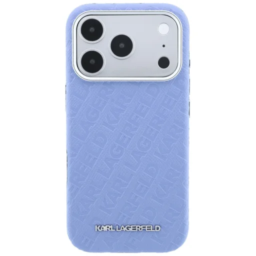 iPhone 18 Pro / 17 Pro modrý Karl Lagerfeld zrnitý kryt s celoplošným vzorom loga, kovový predĺžený MagSafe - 3