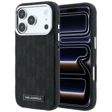 iPhone 18 Pro / 17 Pro čierne puzdro Karl Lagerfeld Grained Mono Resin Logo MagSafe