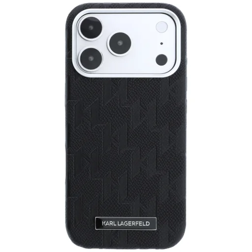 iPhone 18 Pro / 17 Pro čierne puzdro Karl Lagerfeld Grained Mono Resin Logo MagSafe - 3