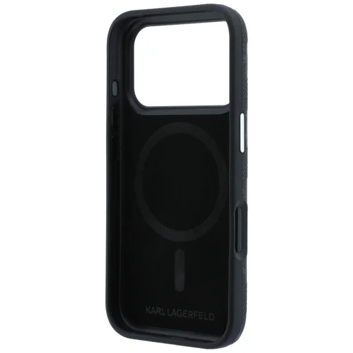 iPhone 18 Pro / 17 Pro čierne puzdro Karl Lagerfeld Grained Mono Resin Logo MagSafe - 7