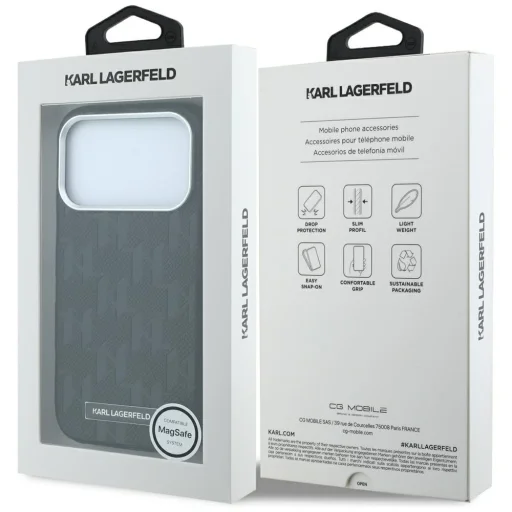 iPhone 18 Pro / 17 Pro čierne puzdro Karl Lagerfeld Grained Mono Resin Logo MagSafe - 8