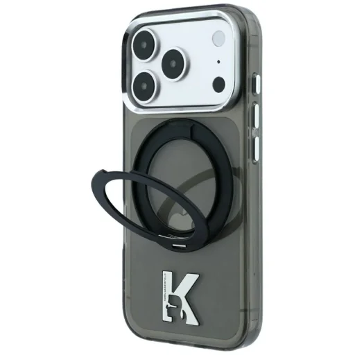 Apple iPhone 18 Pro Max / 17 Pro Max čierne puzdro Karl Lagerfeld IML Ring Stand 360 Kameo Metal MagSafe - 4