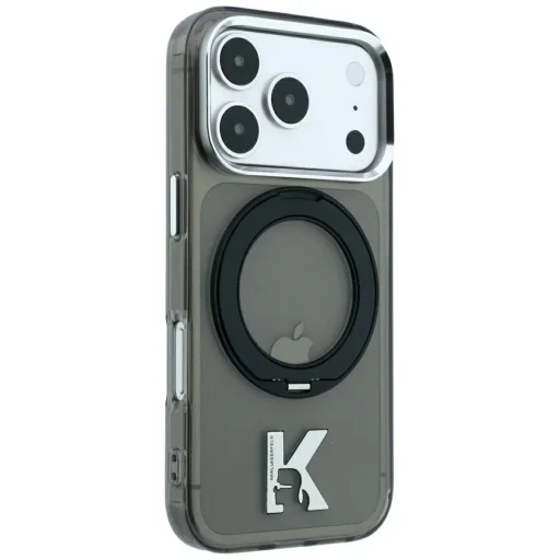 Apple iPhone 18 Pro Max / 17 Pro Max čierne puzdro Karl Lagerfeld IML Ring Stand 360 Kameo Metal MagSafe - 2