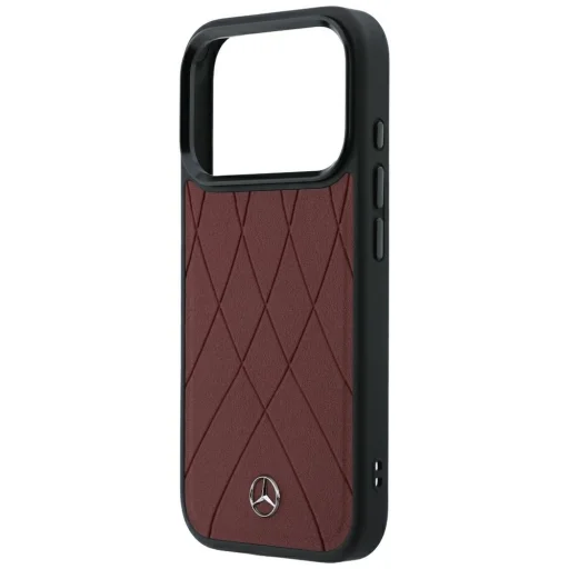 iPhone 18 Pro Max / 17 Pro Max bordové kožené MagSafe puzdro Mercedes-Benz s prekríženými líniami - 6