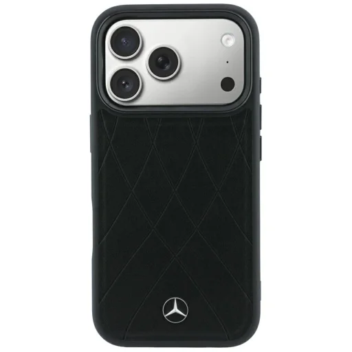 iPhone 18 Pro / 17 Pro Mercedes-Benz Leather with Crossed Lines MagSafe puzdro, čierne - 3