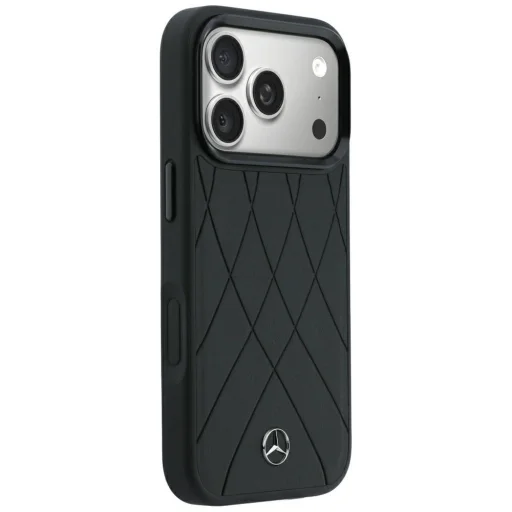 iPhone 18 Pro / 17 Pro Mercedes-Benz Leather with Crossed Lines MagSafe puzdro, čierne - 4