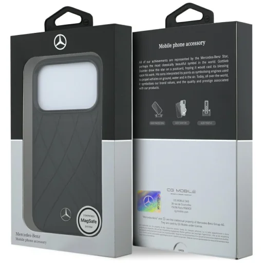 iPhone 18 Pro / 17 Pro Mercedes-Benz Leather with Crossed Lines MagSafe puzdro, čierne - 8