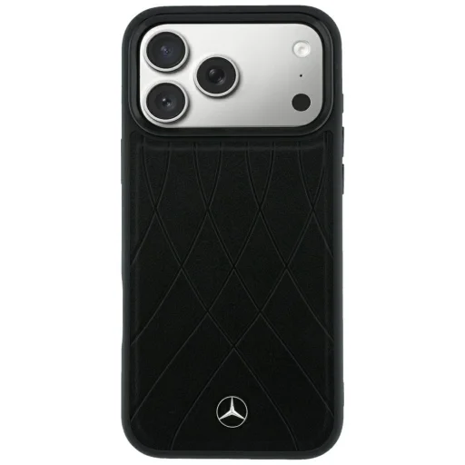 iPhone 18 Pro Max / 17 Pro Max čierne puzdro Mercedes-Benz Leather with Crossed Lines MagSafe - 3