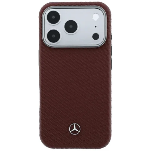 iPhone 17 Pro / 18 Pro bordový Mercedes kožený polokrytý pevný kryt s imitáciou dreva MagSafe - 3