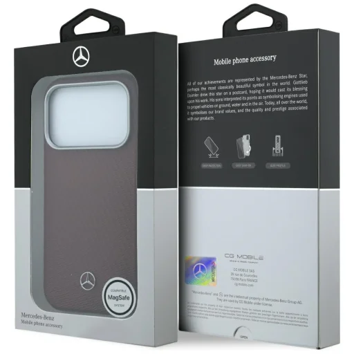 iPhone 17 Pro / 18 Pro bordový Mercedes kožený polokrytý pevný kryt s imitáciou dreva MagSafe - 8