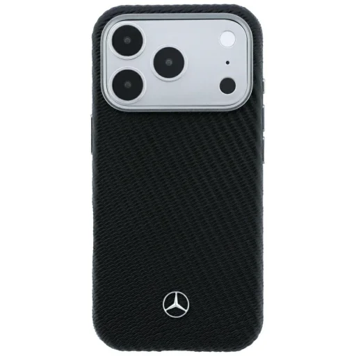 iPhone 17 Pro / 18 Pro Mercedes kožené puzdro Semi Wrap s efektom dreva MagSafe, čierne - 3