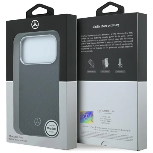 iPhone 17 Pro / 18 Pro Mercedes kožené puzdro Semi Wrap s efektom dreva MagSafe, čierne - 8