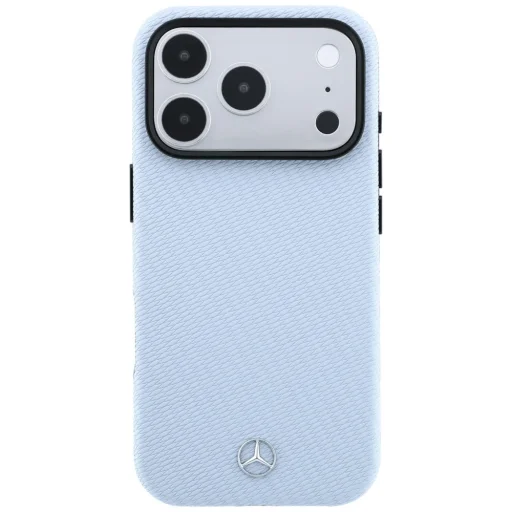 iPhone 17 Pro / 18 Pro Mercedes kožený kryt Semi Wrap s efektom dreva MagSafe, modrý - 3