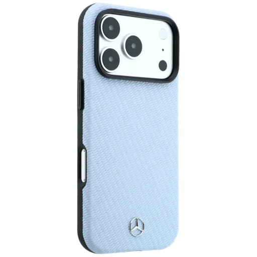 iPhone 17 Pro / 18 Pro Mercedes kožený kryt Semi Wrap s efektom dreva MagSafe, modrý - 4
