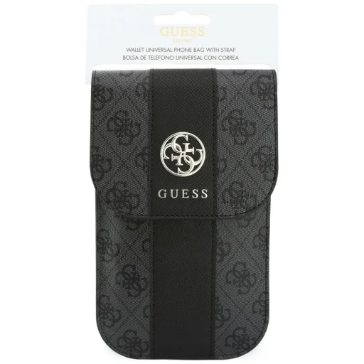 Guess 4G & Classic Logos Stripe Strap taška na telefón, čierna - 4