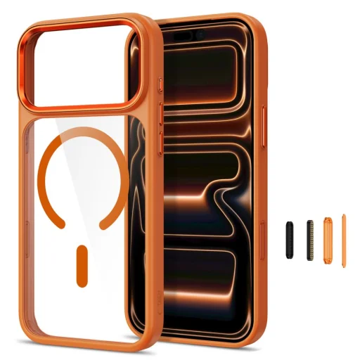 Apple iPhone 17 Pro / 18 Pro kozmické oranžové / priesvitné Tech-Protect Magmat MagSafe CC puzdro - 2