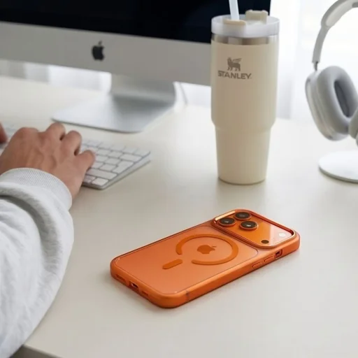 Apple iPhone 17 Pro / 18 Pro kozmické oranžové / priesvitné Tech-Protect Magmat MagSafe CC puzdro - 5