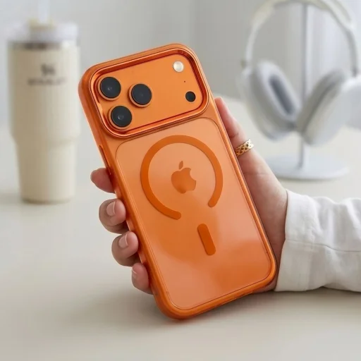 Apple iPhone 17 Pro / 18 Pro kozmické oranžové / priesvitné Tech-Protect Magmat MagSafe CC puzdro - 8