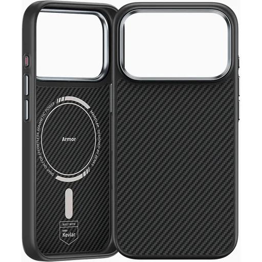 iPhone 18 Pro/17 Pro čierne magnetické kevlarové puzdro Benks Armor Pro s kovovým rámom - 2