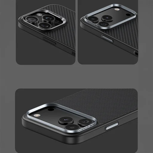 iPhone 18 Pro/17 Pro čierne magnetické kevlarové puzdro Benks Armor Pro s kovovým rámom - 9