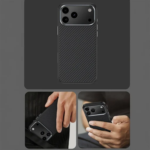 iPhone 18 Pro/17 Pro čierne magnetické kevlarové puzdro Benks Armor Pro s kovovým rámom - 8