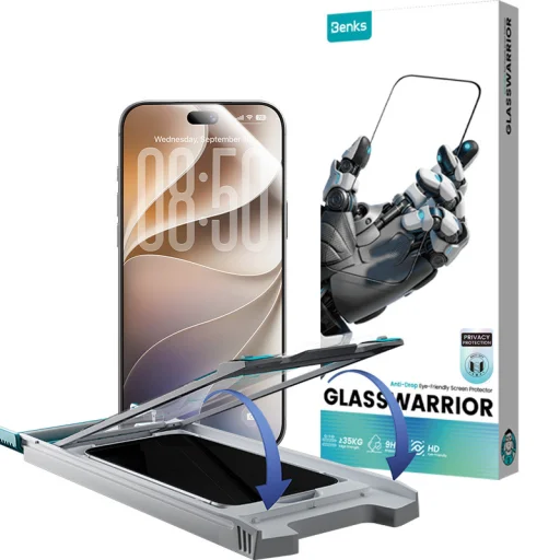 iPhone 18 Pro čierne Benks Glass Warrior Privacy tvrdené ochranné sklo (C.M.MZ.AP.BK.F072) - 12