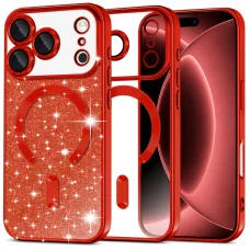 iPhone 18 Pro Max / iPhone 17 Pro Max červené puzdro Techsuit Luxury Glitter MagSafe
