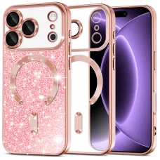 iPhone 18 Pro / iPhone 17 Pro ružovozlaté puzdro Techsuit Luxury Glitter MagSafe