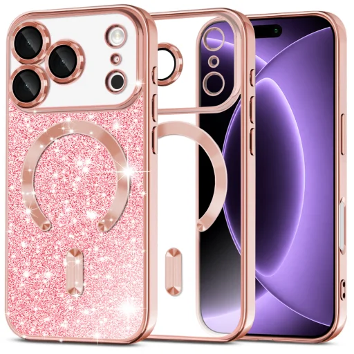 iPhone 18 Pro / iPhone 17 Pro ružovozlaté puzdro Techsuit Luxury Glitter MagSafe - 1