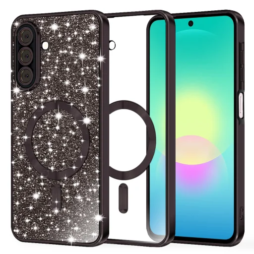 Čierne puzdro Techsuit Luxury Glitter MagSafe pre Samsung Galaxy A27 5G - 1