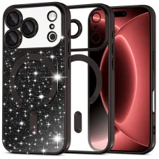 Čierne puzdro Techsuit Luxury Glitter MagSafe pre iPhone 18 Pro Max / iPhone 17 Pro Max