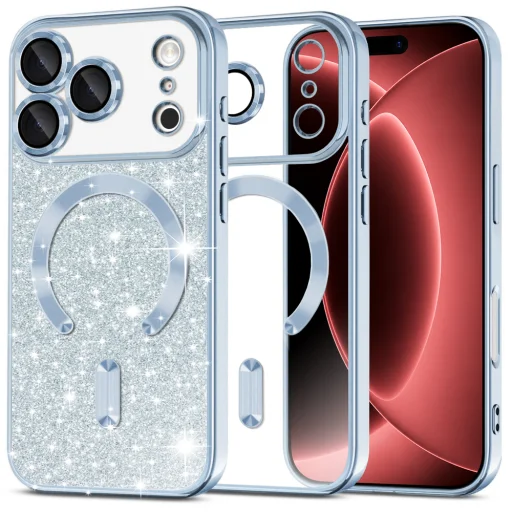 iPhone 18 Pro Max / iPhone 17 Pro Max svetlomodré puzdro Techsuit Luxury Glitter MagSafe - 1