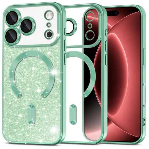 Svetlozelené puzdro Techsuit Luxury Glitter MagSafe pre iPhone 18 Pro Max / iPhone 17 Pro Max - 1