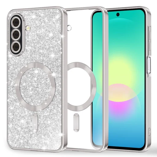 Samsung Galaxy A27 5G strieborné puzdro Techsuit Luxury Glitter MagSafe - 1