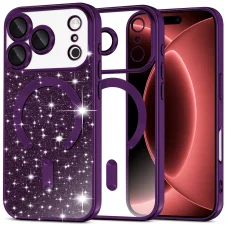 iPhone 18 Pro Max / iPhone 17 Pro Max tmavofialové puzdro Techsuit Luxury Glitter MagSafe