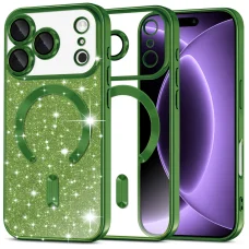 Tmavozelené puzdro Techsuit Luxury Glitter MagSafe pre iPhone 18 Pro / iPhone 17 Pro