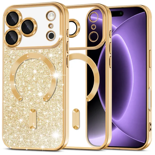 Zlaté puzdro Techsuit Luxury Glitter MagSafe pre iPhone 18 Pro / iPhone 17 Pro - 1